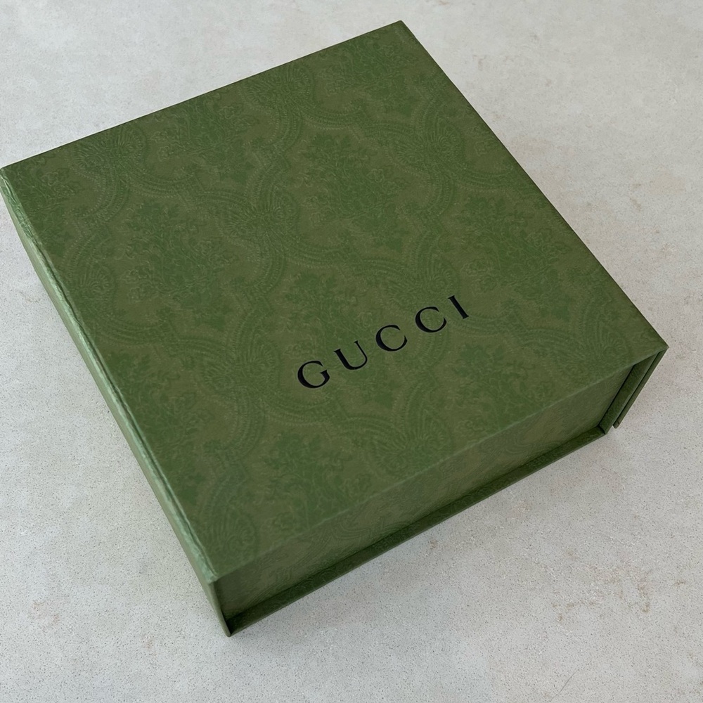 Gucci Empty Storage Box with Gucci tissue paper and Gucci receipt holder